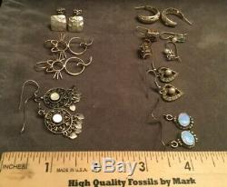 VTG Retro Used Lot 925 Sterling Silver 9 Pairs Petite Earrings Not Scrap 25g