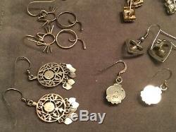 VTG Retro Used Lot 925 Sterling Silver 9 Pairs Petite Earrings Not Scrap 25g