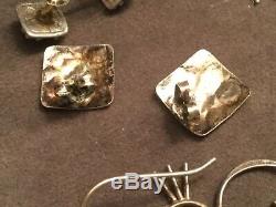 VTG Retro Used Lot 925 Sterling Silver 9 Pairs Petite Earrings Not Scrap 25g