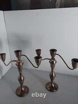 VTG Sterling Silver 3 Arm Candelabras by Duchin Creations a Pair 11 Tall