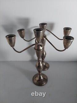 VTG Sterling Silver 3 Arm Candelabras by Duchin Creations a Pair 11 Tall