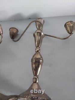 VTG Sterling Silver 3 Arm Candelabras by Duchin Creations a Pair 11 Tall