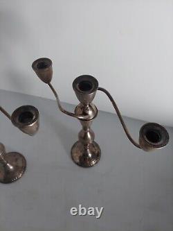 VTG Sterling Silver 3 Arm Candelabras by Duchin Creations a Pair 11 Tall
