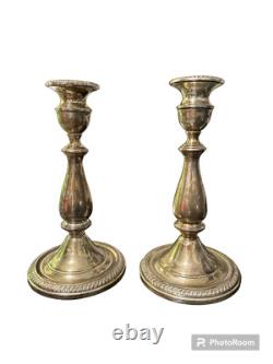 VTG Sterling Silver Candlesticks 263 Gadroom Pattern Mueck Grey Taper Pair 1940s