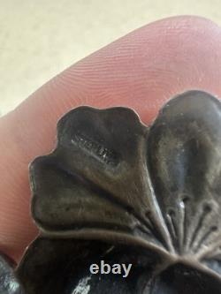 VTG Sterling Silver Flower Leaf Brooch Pins PAIR Guiglielmo Cini Pressed Art