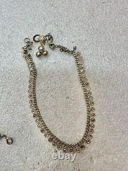 VTG Sterling Silver Pair Of traditional Payal Anklets W Bells 10 Belly Dancer