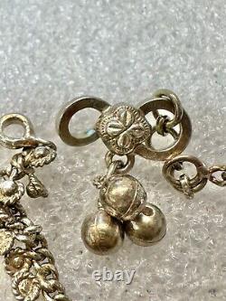 VTG Sterling Silver Pair Of traditional Payal Anklets W Bells 10 Belly Dancer