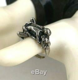 VTG Sterling Silver Ring 9 Couple Erotic Lovers Love Making Embracing Figural