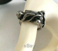 VTG Sterling Silver Ring 9 Couple Erotic Lovers Love Making Embracing Figural