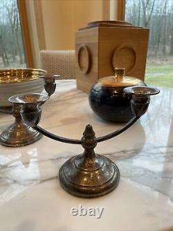 VTG Sterling Silver Two Arm Candlesticks Pair Of Two Weighted Art Deco Nouveau