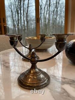 VTG Sterling Silver Two Arm Candlesticks Pair Of Two Weighted Art Deco Nouveau