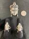 Very Cool Vintage Sterling Thai Dancer Brooch And Pair Of Matching Rings
