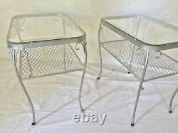 ViNtaGe 60'sWooDarD CHaNTiLLy Rose EnD TaBLeS SiDe TaBLeS NiTe StaNd PaiR+glass