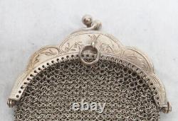 Victorian Era Pair All Sterling Silver Large & Small Opera Mesh Bag Purses