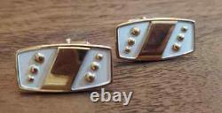 Vintage 10K Over Men's Cufflinks with White Enamel in (1Pair) Measappx 19 by 15