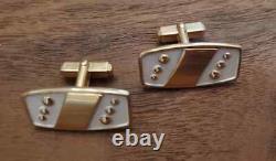 Vintage 10K Over Men's Cufflinks with White Enamel in (1Pair) Measappx 19 by 15