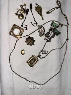 Vintage 10 Pc ART DECO Victorian GARNET NEIGER Brothers enamel CZECH JEWELRY LOT