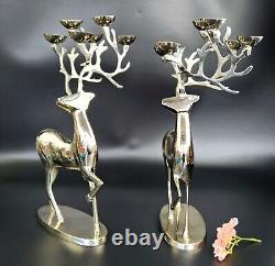 Vintage 16 Tall Large Silver Metal Candleholders 6 Candles each Pair