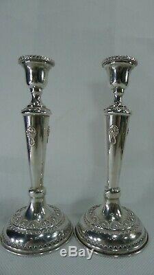 Vintage 187 grams Sterling Silver Filigree decorated Pair of CandleStick Holders