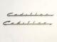 Vintage 1950-1953 Cadillac Pair Of Fender Script Emblems Tabs Broken Pre-owned