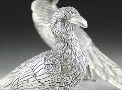 Vintage 1950s Silver pair Mexican full crafted sterling silver pheasants 1727gr