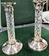 Vintage 1973 Lovely Pair Of English Rare Cut Glass & Solid Silver Candlesticks