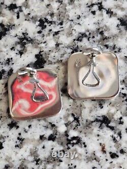 Vintage 1 1/8 James Avery Clip-on Back Sterling Silver Square MCM Earrings