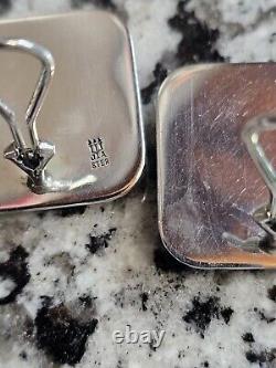 Vintage 1 1/8 James Avery Clip-on Back Sterling Silver Square MCM Earrings