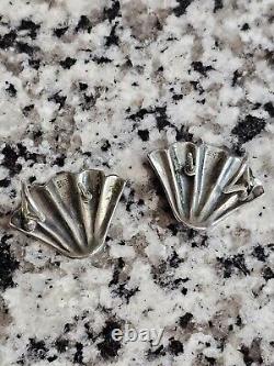Vintage 1 1/8 James Avery Omega Back Sterling Silver Clam Triangle MCM Earrings