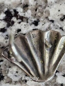 Vintage 1 1/8 James Avery Omega Back Sterling Silver Clam Triangle MCM Earrings