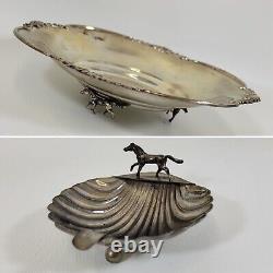 Vintage. 800 Silver EQUESTRIAN Bowl & Ashtray Matching Pair Made in Italy 175G