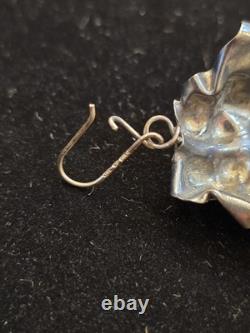 Vintage 800 Silver and Cream Color Cabochon Pair of Earrings Handcrafted