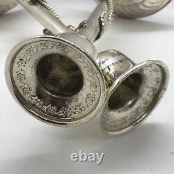 Vintage 800 Sterling Silver Pair Candlestiks Holders Total 266gm