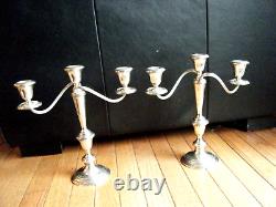 Vintage 808/1 Gorham Sterling Silver 3 Light 3 Ways Pair Candelabra Candlesticks