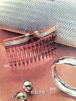 Vintage 80s CARTIER Tortoise and Silver Hair Combs Clips Pair RARE