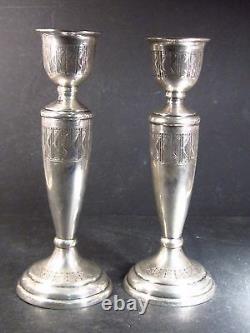 Vintage. 900 Silver PAIR TWO CANDLE HOLDERS 8 463g No Mono