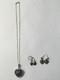 Vintage 925 Marcasite Garnet Heart Pendant & 2 Pairs Earrings