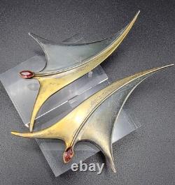 Vintage 925 Silver Gold The Ruby Tiny Dancer Earrings Two tone oxidized MCM 6g