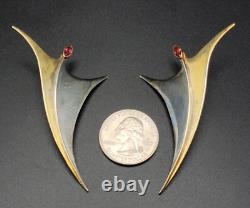 Vintage 925 Silver Gold The Ruby Tiny Dancer Earrings Two tone oxidized MCM 6g