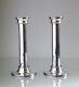 Vintage 925 Solid Sterling Silver Pair Column Candle Sticks. 20cm Tall