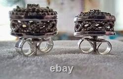 Vintage 925 Sterling Silver Diamond Cluster Earrings 2 Pair