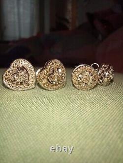 Vintage 925 Sterling Silver Diamond Cluster Earrings 2 Pair