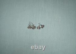 Vintage 925 Sterling Silver Diamond Cluster Earrings 2 Pair
