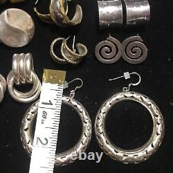 Vintage 925 Sterling Silver Mexico TAXCO 10 Pairs Post Earrings 108g ALL MARKED