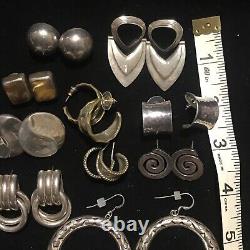 Vintage 925 Sterling Silver Mexico TAXCO 10 Pairs Post Earrings 108g ALL MARKED