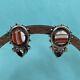 Vintage 925 Sterling Silver And Banded Agate Earrings, Hinged Screw-on