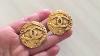 Vintage 93 Chanel Round Cc Logo Clipped On Earrings