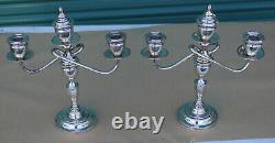 Vintage. 950 Sterling Silver Weighted Candelabra Candle Holder Set Pair 11