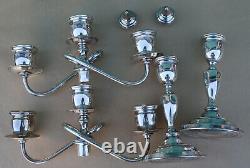 Vintage. 950 Sterling Silver Weighted Candelabra Candle Holder Set Pair 11
