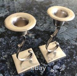 Vintage ANTON PLATA 925 Taxco Mexico Sterling Silver pair of candlestick holders